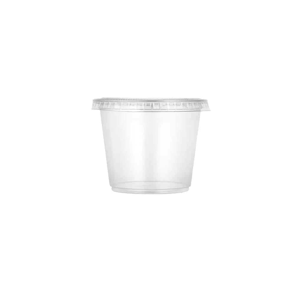 4oz Clear Portion Cup with Lid – durable, leak-resistant, and perfect for sauces, condiments, dips, and snacks. Food-safe plastic with a secure lid to maintain freshness and prevent spills.
