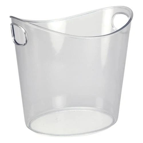 5.25 Quart Ice Bucket – Large clear plastic ice holder for bars, parties, and weddings. Durable, lightweight, and stylish, perfect for keeping champagne, wine, and cocktails chilled at events.