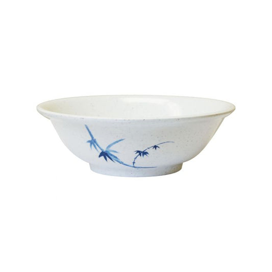 Thunder Group Rimless Bowl 12/Pcs is perfect for serving miso soup, soba, ramen, kimchi and other Asian dishes. This stone-colored bowl with bamboo accents will bring oriental flare to your food presentation. Manufactured from a durable plastic material this dinnerware is extremely popular for its nearly unbreakable structure. However, with heat resistance of up to 212° F or 100° C, melamine is not suitable for cooking and warming foods in a microwave or oven. It is dishwasher safe. 