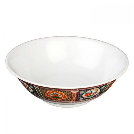 Thunder Group Rimless Bowl 6/Pcs  is perfect for serving fruits, salads, rice-based dishes and other items of Asian cuisine for a whole table to share. This 70 Oz rimless bowl will bring oriental flare to your food presentation. Manufactured from a durable plastic material this special bowl is extremely popular for its nearly unbreakable structure. However, with heat resistance of up to 212°F or 100°C, melamine is not suitable for cooking in a microwave or an oven. 