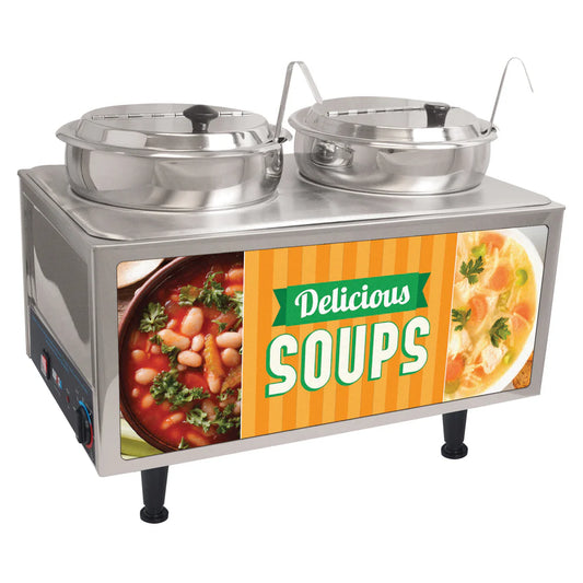 Winco 51072S, 120v, 2 Ladles & Lids, 120v Benchmark Soup Station