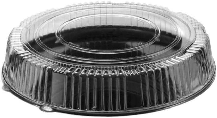Angled High Rim Platter - Round Classic Tray Black with Lids