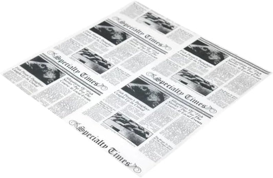 Newspaper print basket liner sheets grease resistant 12x12 inches
