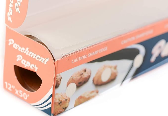 12" x 50' Premium Baking Parchment Paper Non Stick Roll with Box Cutter