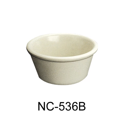 Yanco Smooth Ramekin NC-536B is the perfect addition to your dining experience. This 2 oz. ramekin is 2-7/8" in diameter and 1-1/4" in height, making it the ideal size for individual portions of sauces, dips, or condiments. The round and smooth design of the ramekin adds a touch of elegance to any table setting, while the bone white color complements any decor. Made with extra heavy-duty melamine material, this ramekin is built to last and withstand the rigors of daily use.