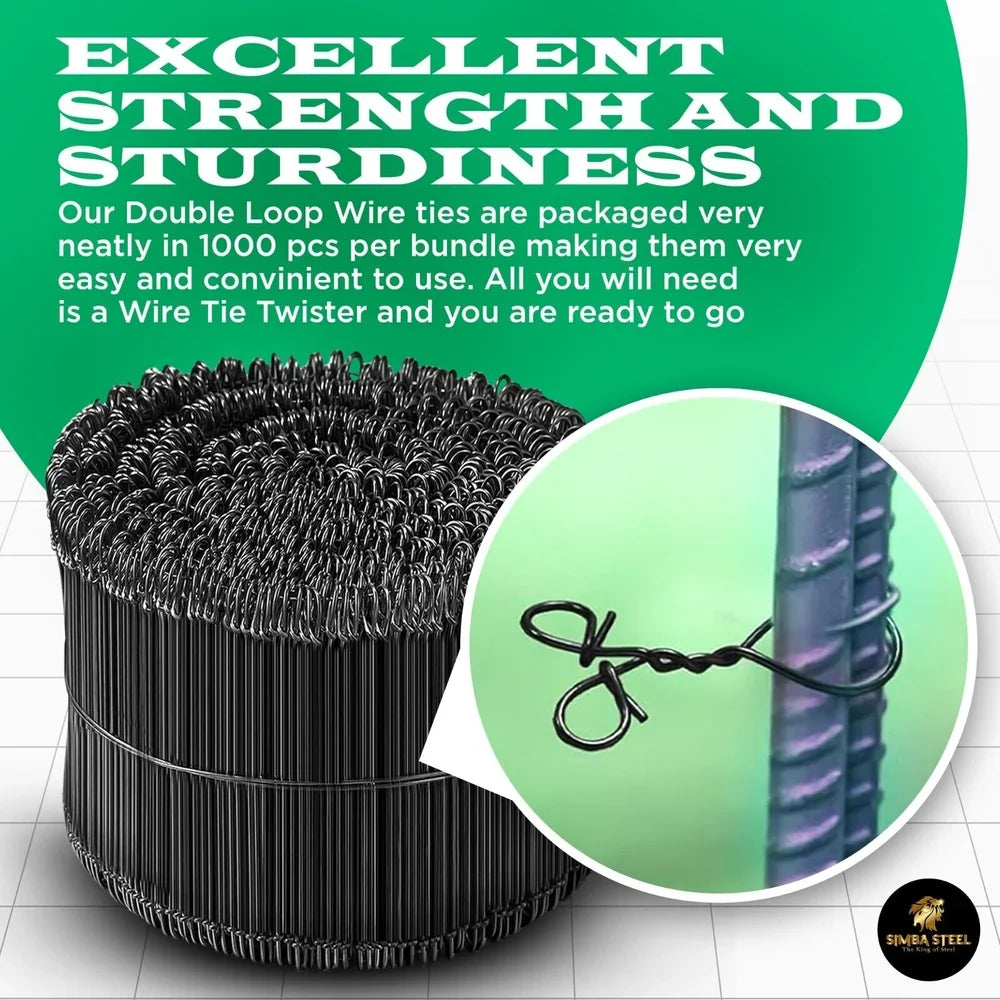 8 Inch Double Loop Rebar Tie Wire 17 Gauge Soft Annealed
