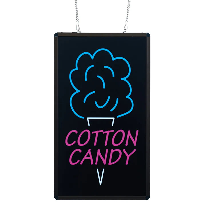 (Popcorn, Hotdogs, Snow Cones, Nachos, Cotton Candy) Benchmark Ultra-Brite Sign 1/Pack high-quality signs that are ultra-bright so that they can be seen even in the harshest lighting conditions that are often found in concession stands, convenience stores and restaurants.