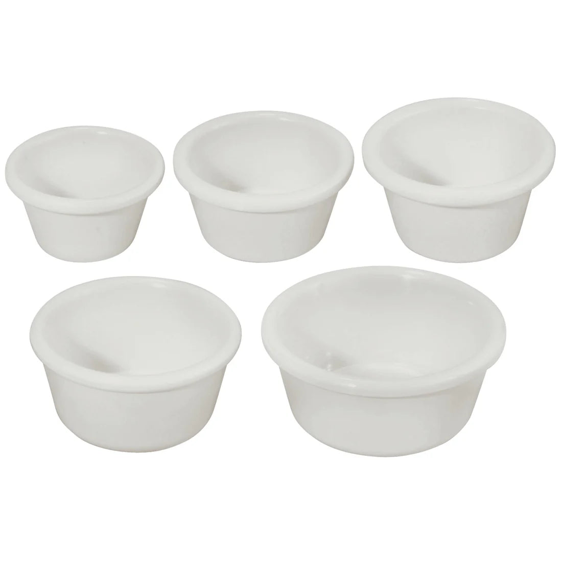 Winco RP-1B to RP-6W 1.5–6oz Bone/Black/White Plain Ramekins