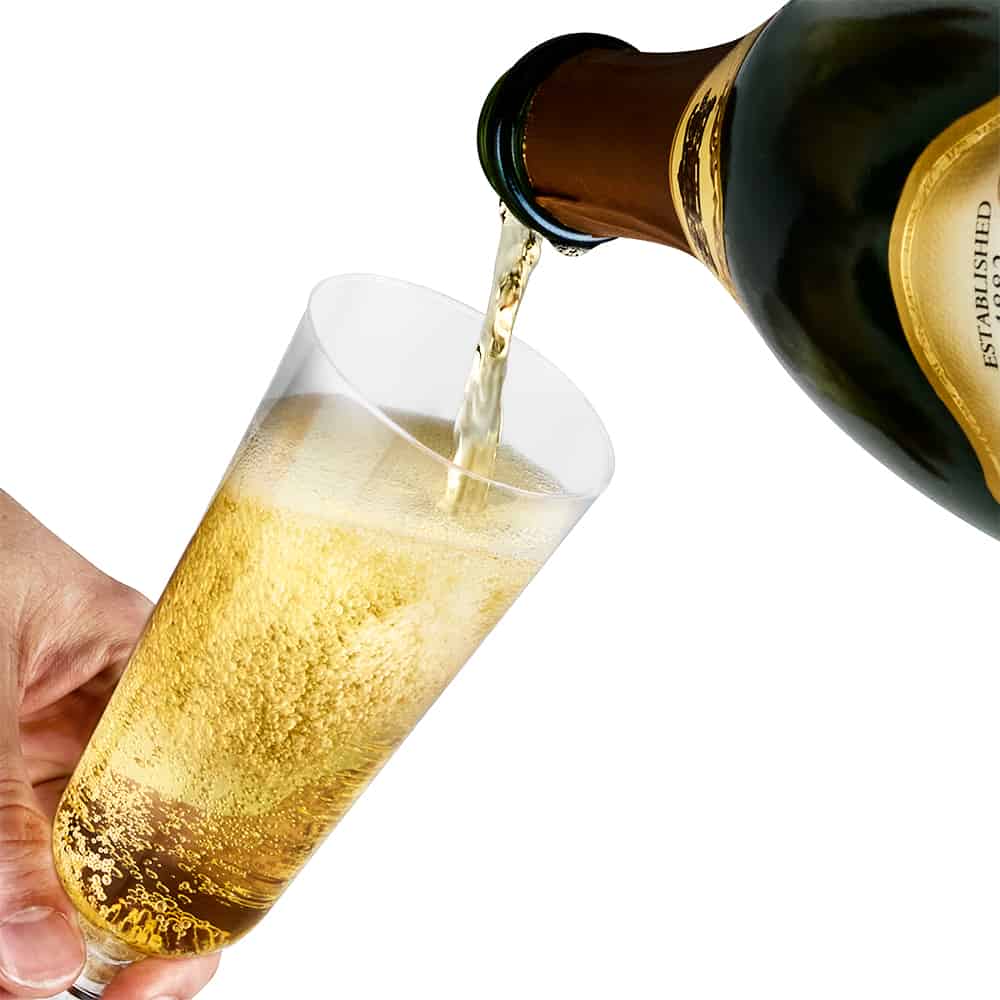 Elegant 5oz Disposable Champagne Flute – premium stemware for weddings, parties, and events. Perfect for serving champagne, prosecco, and sparkling cocktails in style.