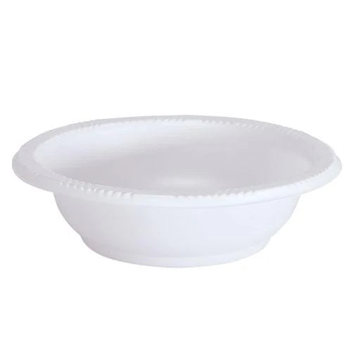 White plastic bowls in a bulk club pack, available in 5oz and 15oz sizes. Perfect for soups, salads, desserts, parties, catering, BBQs, and events. Durable, disposable, and eco-friendly design for easy cleanup.