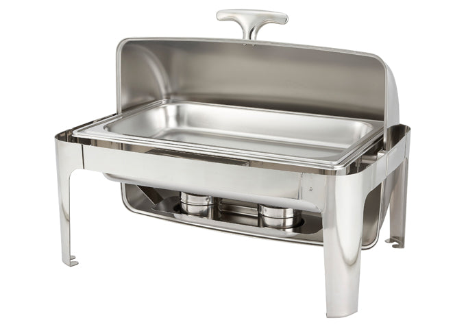 Winco 601 Madison 8 Quart Stainless Steel Roll-Top Full-Size Chafer