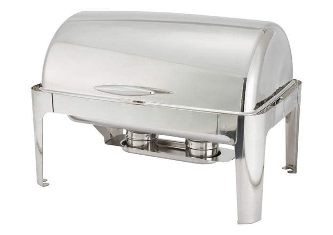 Winco 601 Madison 8 Quart Stainless Steel Roll-Top Full-Size Chafer
