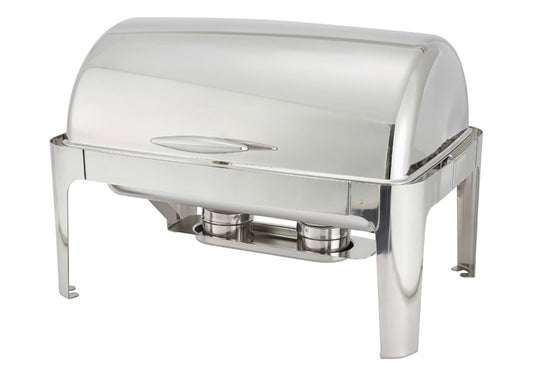 Winco 601 Madison 8 Quart Stainless Steel Roll-Top Full-Size Chafer