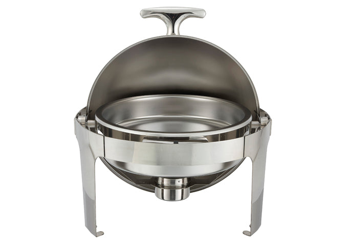Winco 602 Madison 6 Quart Stainless Steel Roll-Top Round Chafer