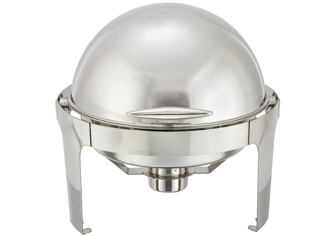 Winco 602 Madison 6 Quart Stainless Steel Roll-Top Round Chafer