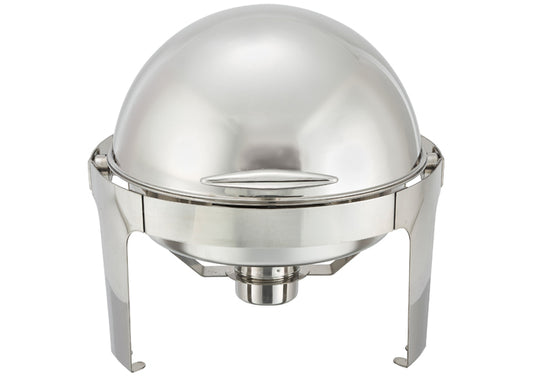 Winco 602 Madison 6 Quart Stainless Steel Roll-Top Round Chafer