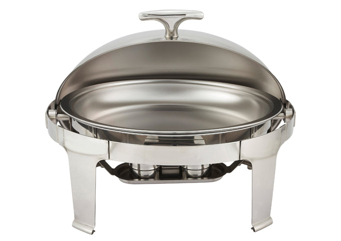 Winco 603 Madison 8 Quart Oval Stainless Steel Roll-Top Chafer