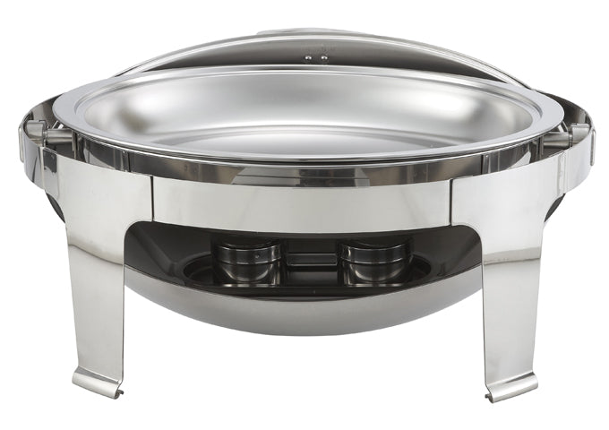 Winco 603 Madison 8 Quart Oval Stainless Steel Roll-Top Chafer