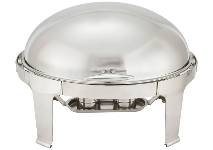 Winco 603 Madison 8 Quart Oval Stainless Steel Roll-Top Chafer