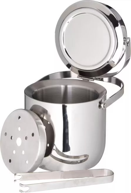 Silver Double Wall Ice Bucket w/Tong 1.5 quart, 609190, 1/case