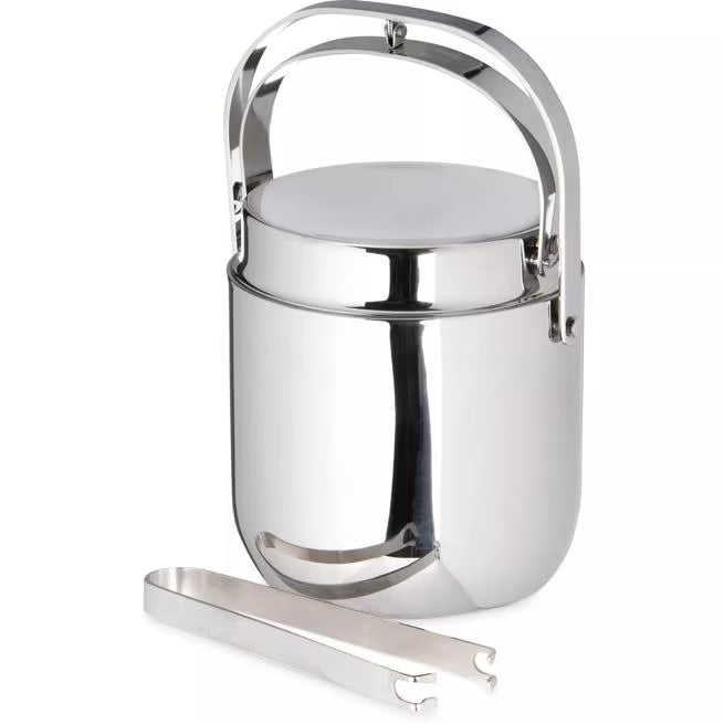 Silver Double Wall Ice Bucket w/Tong 1.5 quart, 609190, 1/case