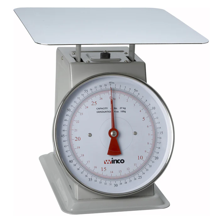 (2lbs, 6lbs, 10lbs, 20lbs, 40lbs, 100lbs, 130lbs, 60lbs) Receiving Scale measure food ingredients like flour or sugar accurately, this receiving scale is easy to use and is very useful for baking breads and other pastries. Constructed with large steel platforms, this piece is built to withstand the demands of any home or commercial kitchen.