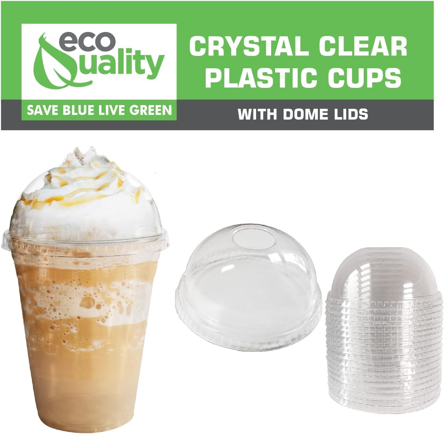 24oz Clear PLA Coffee Smoothies Cups with Dome Lids