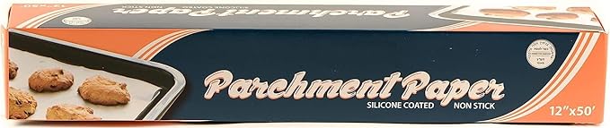 12" x 50' Premium Baking Parchment Paper Non Stick Roll with Box Cutter