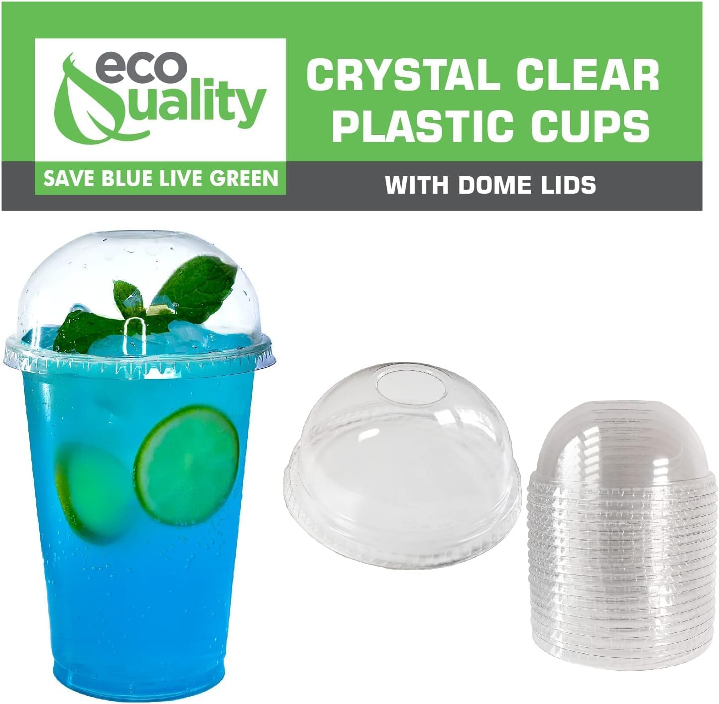 16oz Clear PLA Coffee Smoothies Cups with Dome Lids