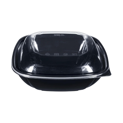 Square Disposable Plastic Salad Bowl with Clear Dome Lids