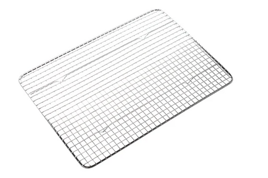 1/4 size wire pan grate stanton trading measures 8.5" x 12" made of plated welded wire for durability. The sturdy grid design ensures proper airflow for cooling, draining, or baking. Its reinforced construction prevents warping and extends longevity. Perfect for commercial kitchens and home use.