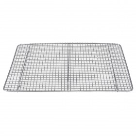 12" x 18" icing grate stanton trading constructed from plated welded wire for durability. The sturdy grid design allows for even airflow, making it ideal for cooling, glazing, or draining. Its reinforced structure prevents warping and ensures long-term use. A versatile tool for bakeries and professional kitchens.