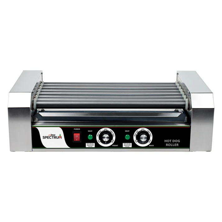 (11R, 5R, 7R) Hot Dog Roller 1/Pack give you long lasting cooking results under the harshest applications. They are perfect for convenience stores, concession stands, cafeterias and more. All grills come with a heavy duty sealed motor, and a bike chain and sprocket drive assembly.