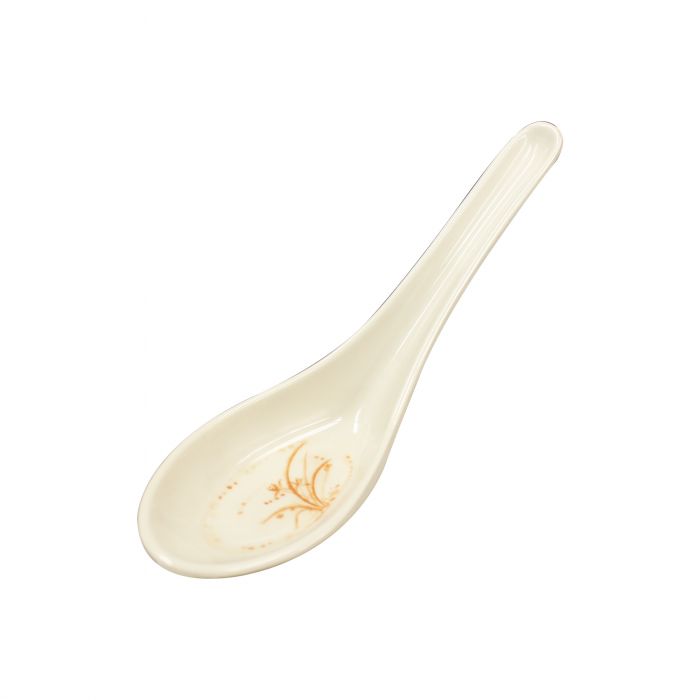Gold orchid patterned melamine wonton soup spoon BPA free dishwasher safe utensil
