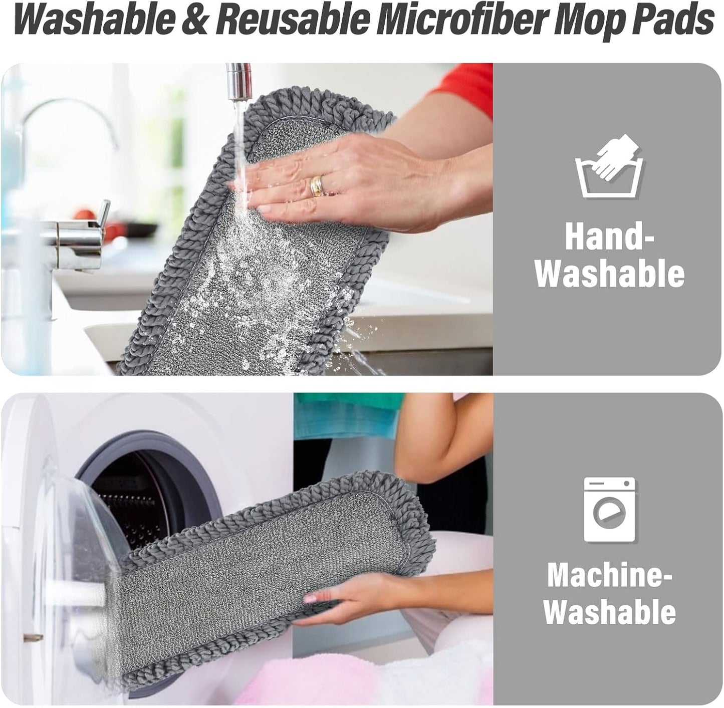 16.5 Inch Microfiber Mop Pads Refills, 3 Pack Reusable Replacement Heads