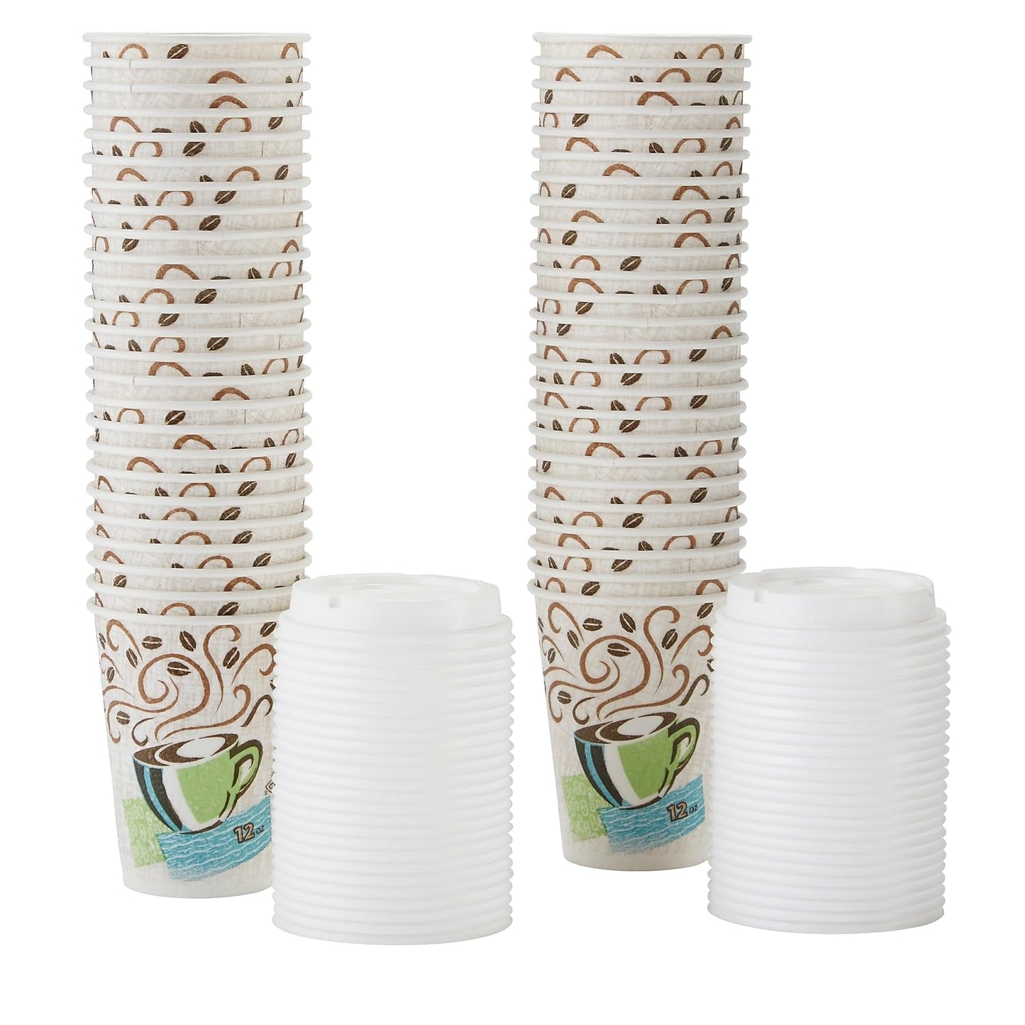 Perfectouch Coffee Haze Insulated Paper Hot Cups with White Dome Lids