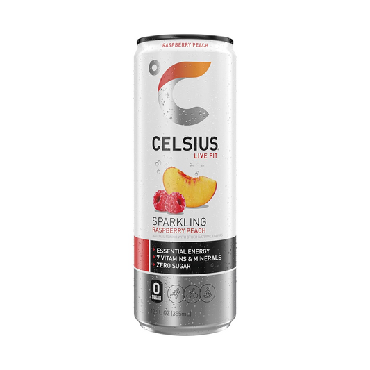 12oz Celsius Sparkling Raspberry Peach Energy Drink Pack of 12