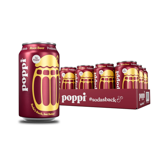 12oz Poppi Root Beer Prebiotic Sparkling Low Sugar Soda Drink