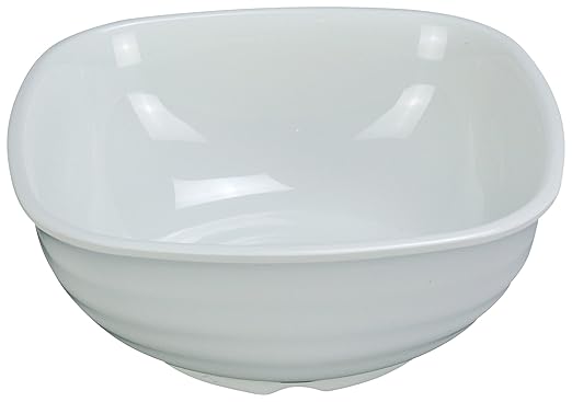 Yanco Square Bowl MD-709 This square bowl measures 9"L x 9"W x 3-1/2"H and has a generous capacity of 60 oz., making it perfect for serving soups, salads, or entrees. Made from high-quality melamine, this bowl is dishwasher safe and built to withstand the rigors of daily use. The sleek white design of the Milando Bowl adds a touch of elegance to any table setting, while its square shape provides a modern twist.