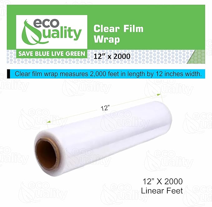 12in x 2000ft Plastic Film Roll Food Service Wrap with Cutter Box