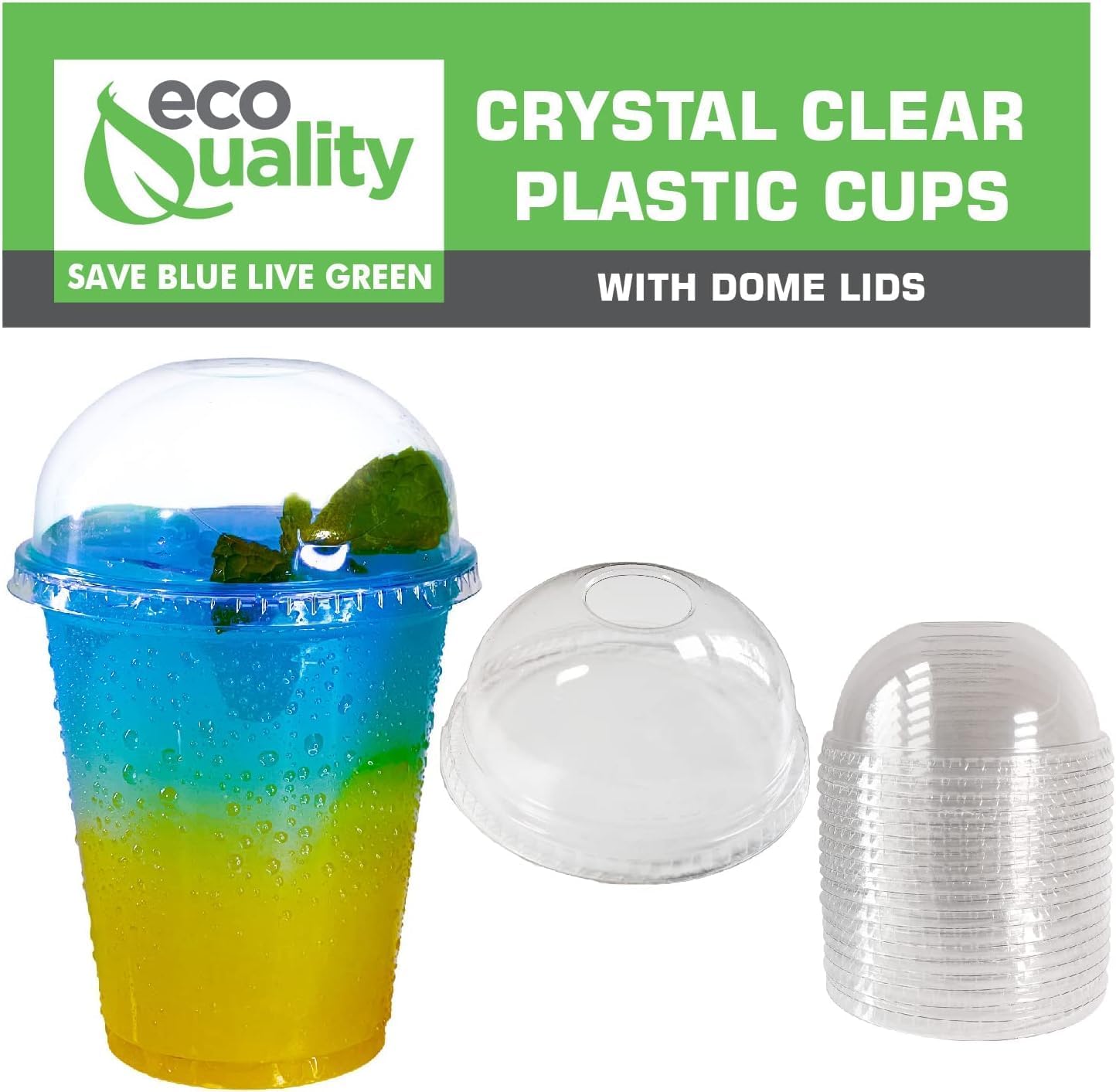 12oz Clear PLA Coffee Smoothies Cups with Dome Lids