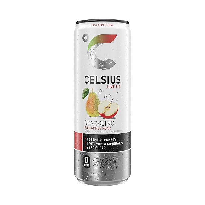 Celsius Original Sparkling Fuji Apple Pear Energy Drink 12oz 12 Pack