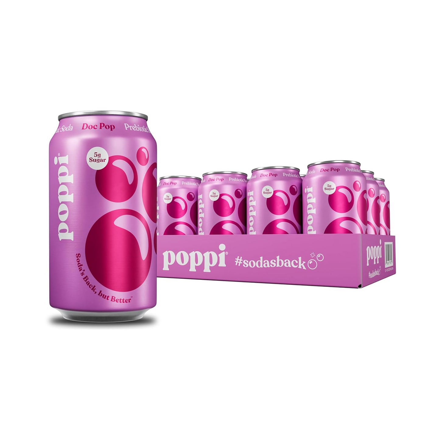 12oz Poppi Doc Pop Prebiotic Sparkling Low Sugar Soda Drink