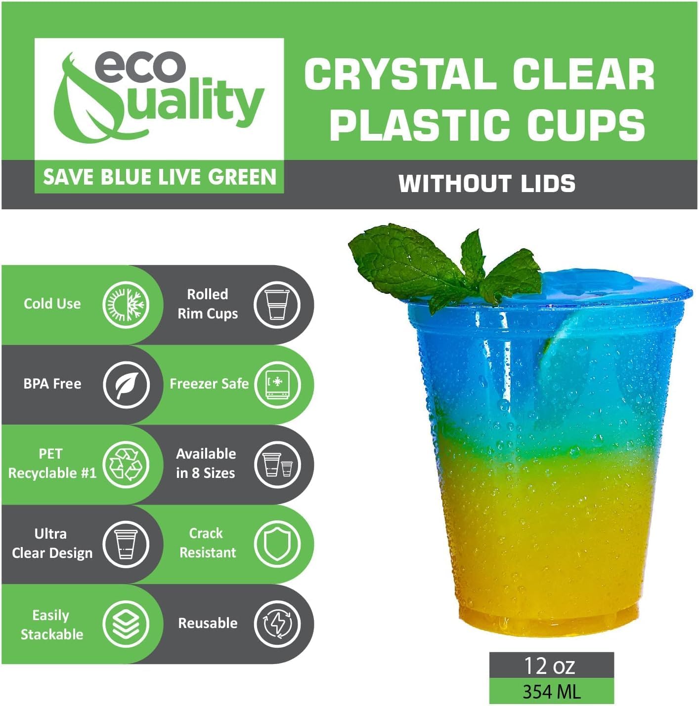 12oz Clear PLA Iced Coffee Smoothies No Lids Cups