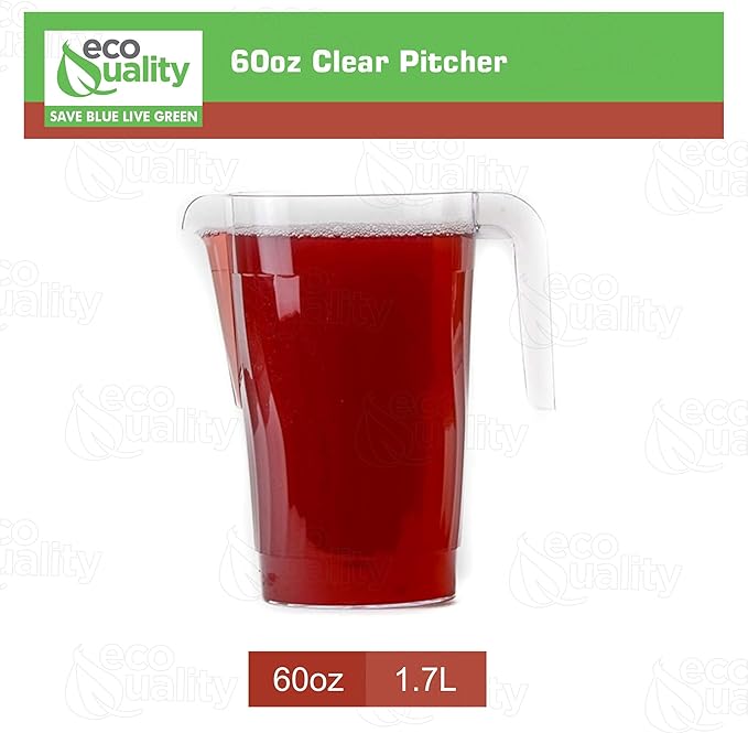 60oz Crystal Clear Plastic Beverage Carafe Pitcher