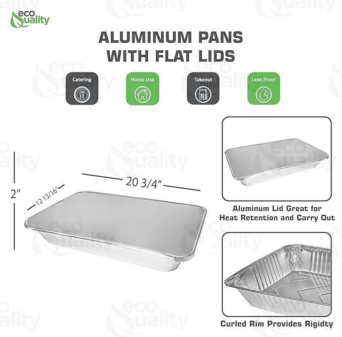 21 x 13 Disposable Aluminum Foil Full Size Deep Pans with Lids