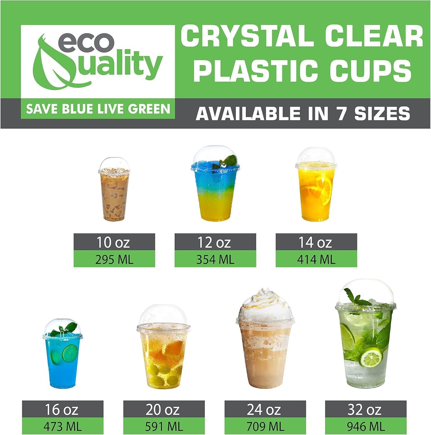 12oz Clear PLA Coffee Smoothies Cups with Dome Lids