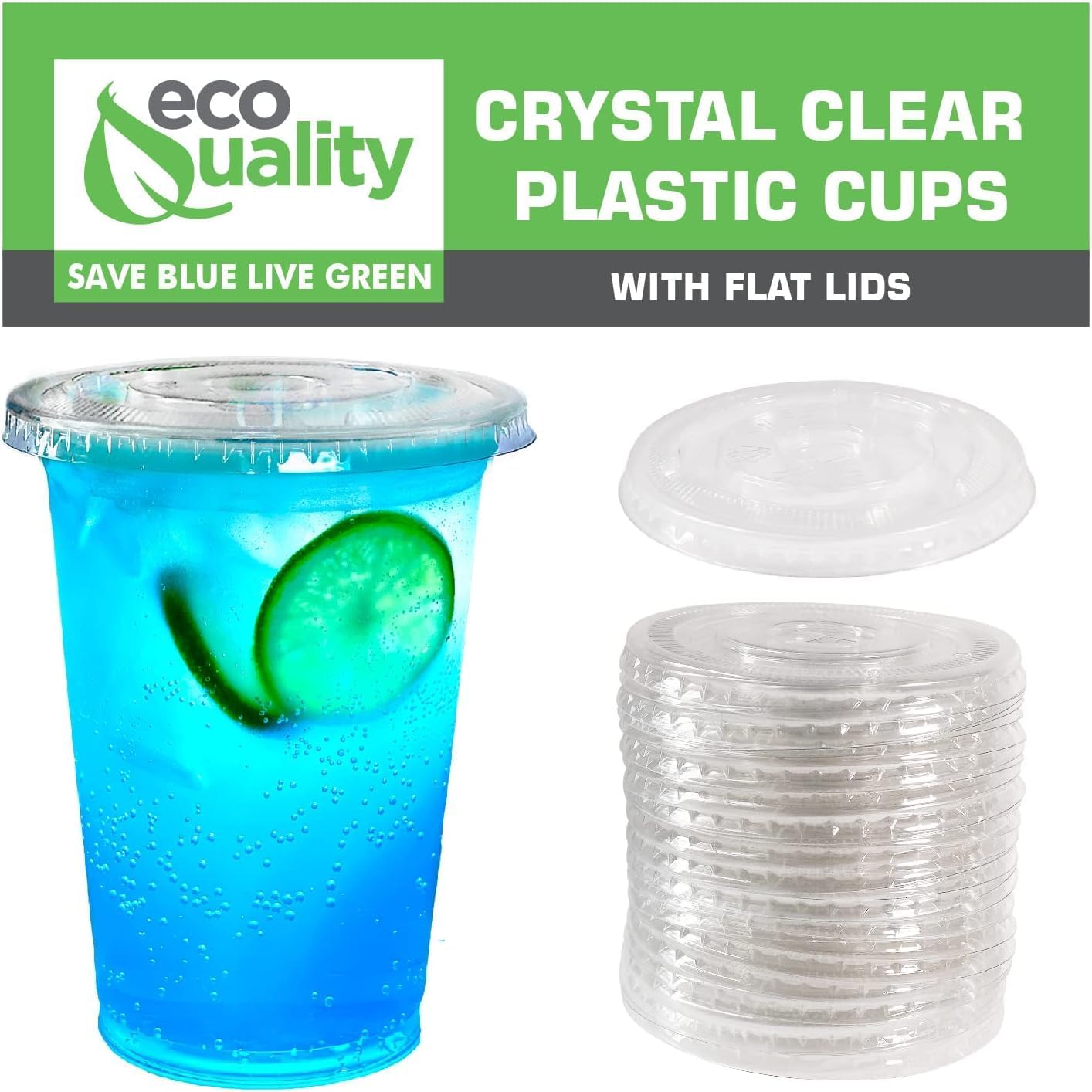 16oz Clear PLA Coffee Smoothies Cups with Flat Lids