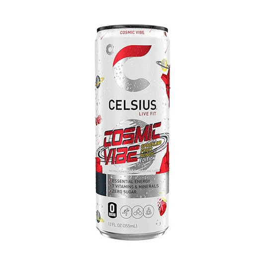12oz Celsius Original Cosmic Vibe Sparkling Fruit Punch Energy Drink