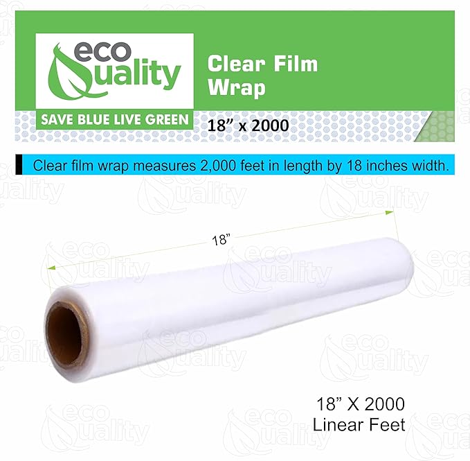 18in x 2000ft Plastic Film Roll Food Service Wrap with Cutter Box